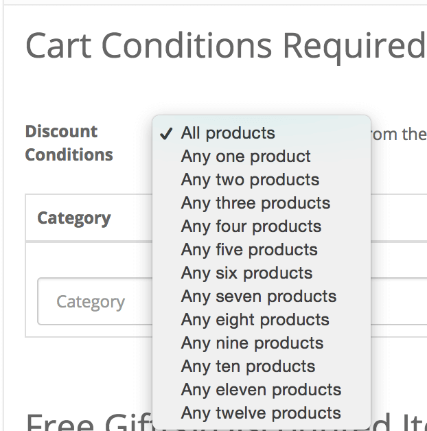 OpenCart Discount Chooser Conditions Dropdown