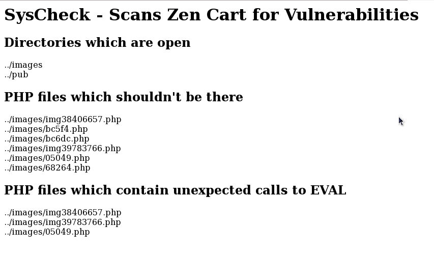 Zen Cart SysCheck Results