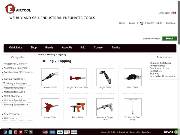 Tools website - Desktop View