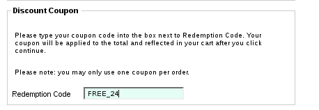 Entering a coupon on Zen Cart payment page