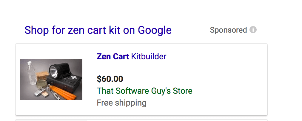 Google Shopping result for Zen Cart product