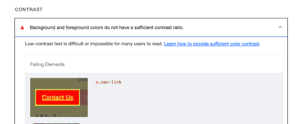 accessibility test results