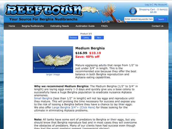 Aquarium website - Desktop View