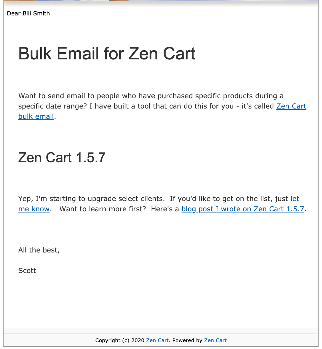 Zen Cart Preview Email - direct email