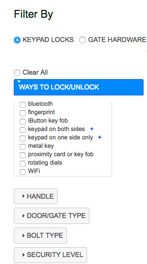 Zen Cart Search Filter Group Keypad Locks